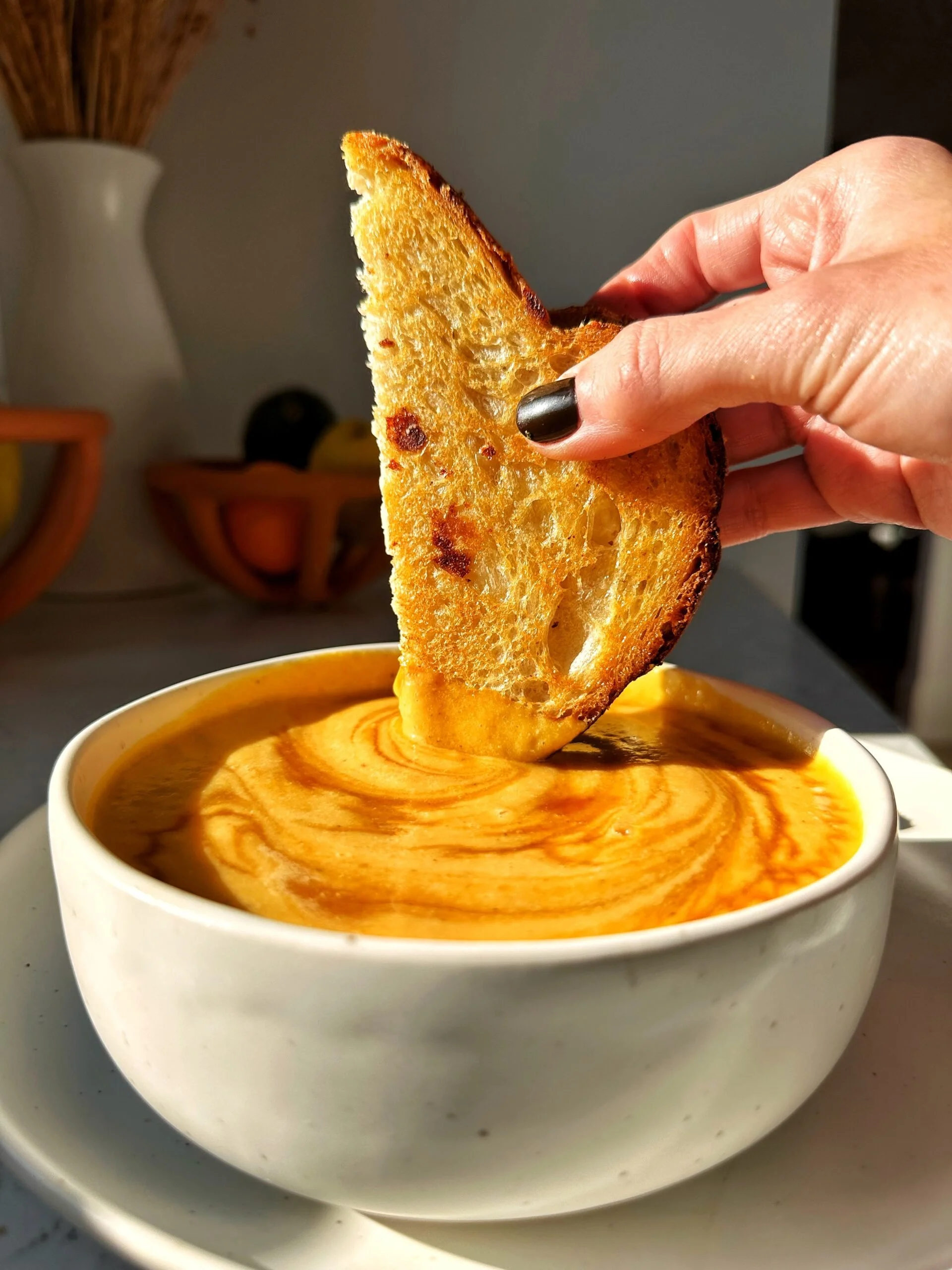 Baked Feta and Butternut Squash Soup