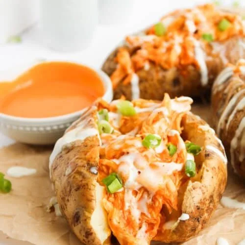 Buffalo Chicken Stuffed Potatoes