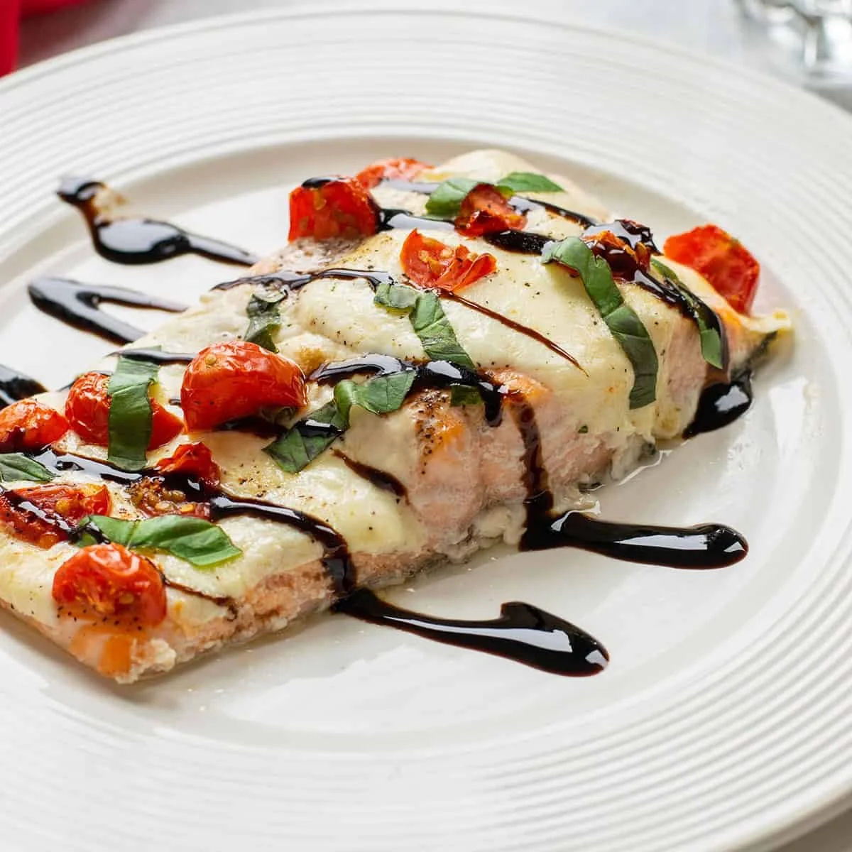 Caprese Salmon with Balsamic Glaze