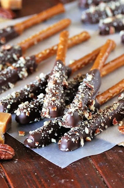 Chocolate Turtle Pretzel Rods
