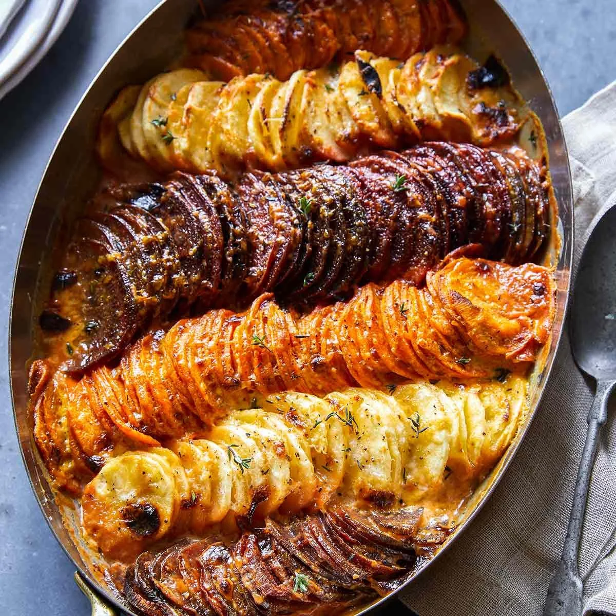 Creamy Cheesy Root Vegetable Gratin