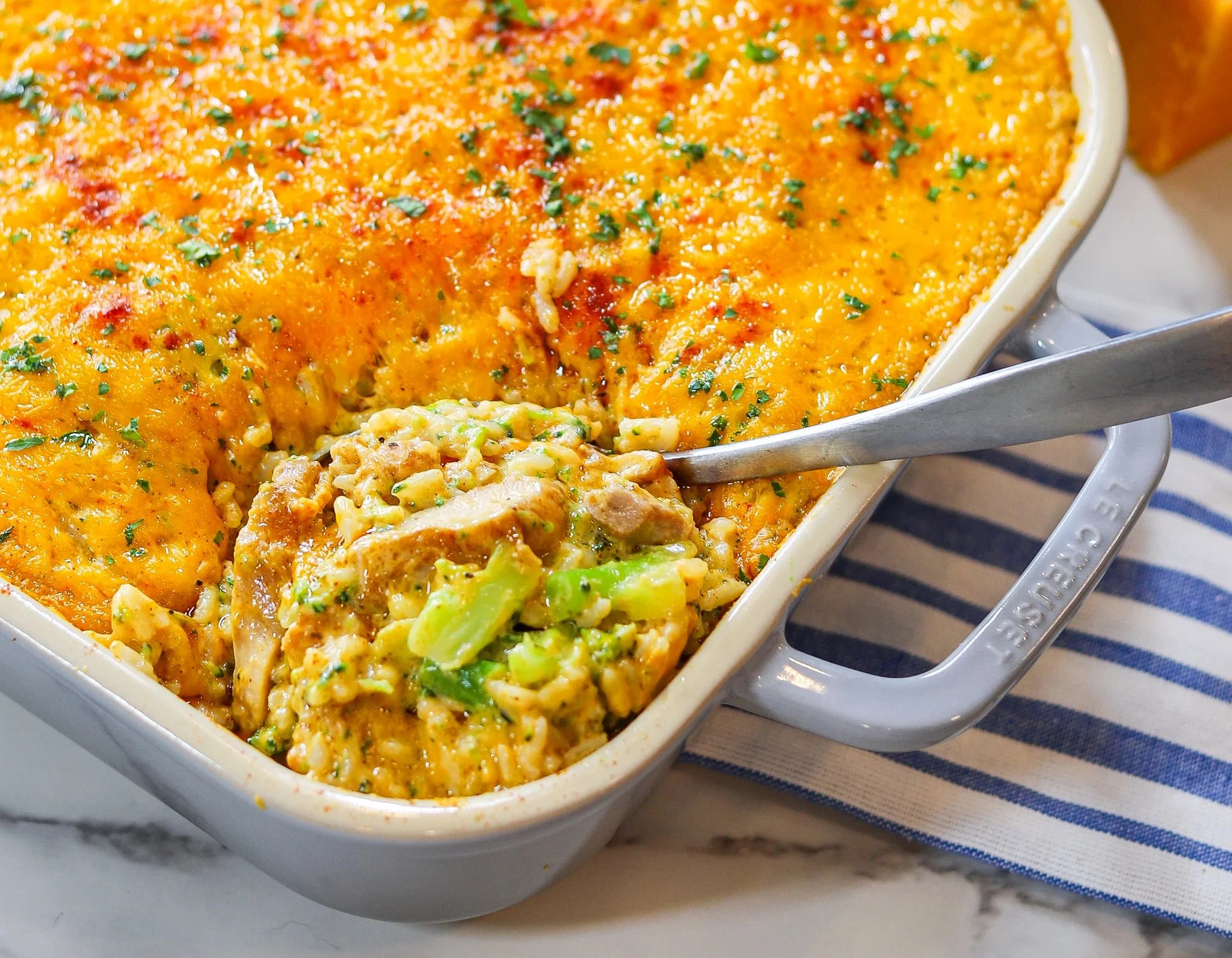 Creamy Chicken Broccoli Rice Bake