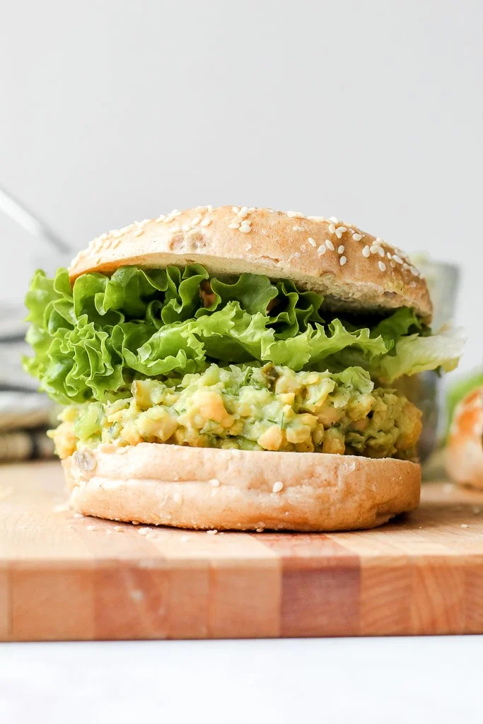 Creamy Chickpea Avocado Dill Pickle Sandwich
