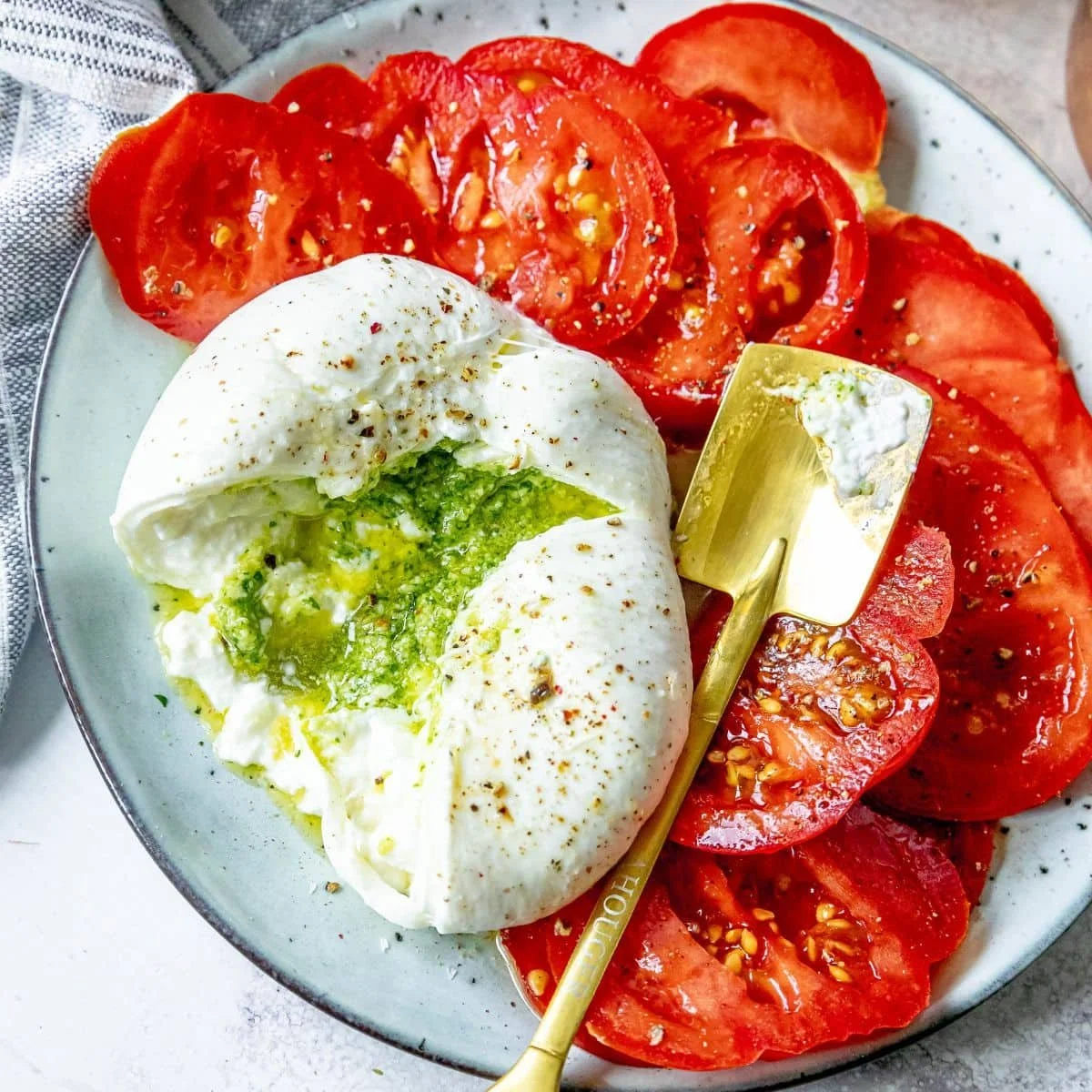 Creamy Pesto Stuffed Burrata