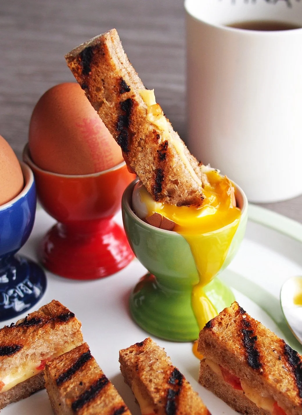Dippy Eggs with Grilled Cheese Soldiers