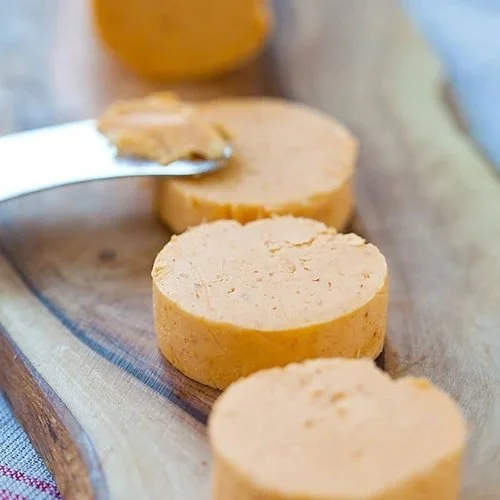 Delicious Honey Sriracha Butter spread on bread