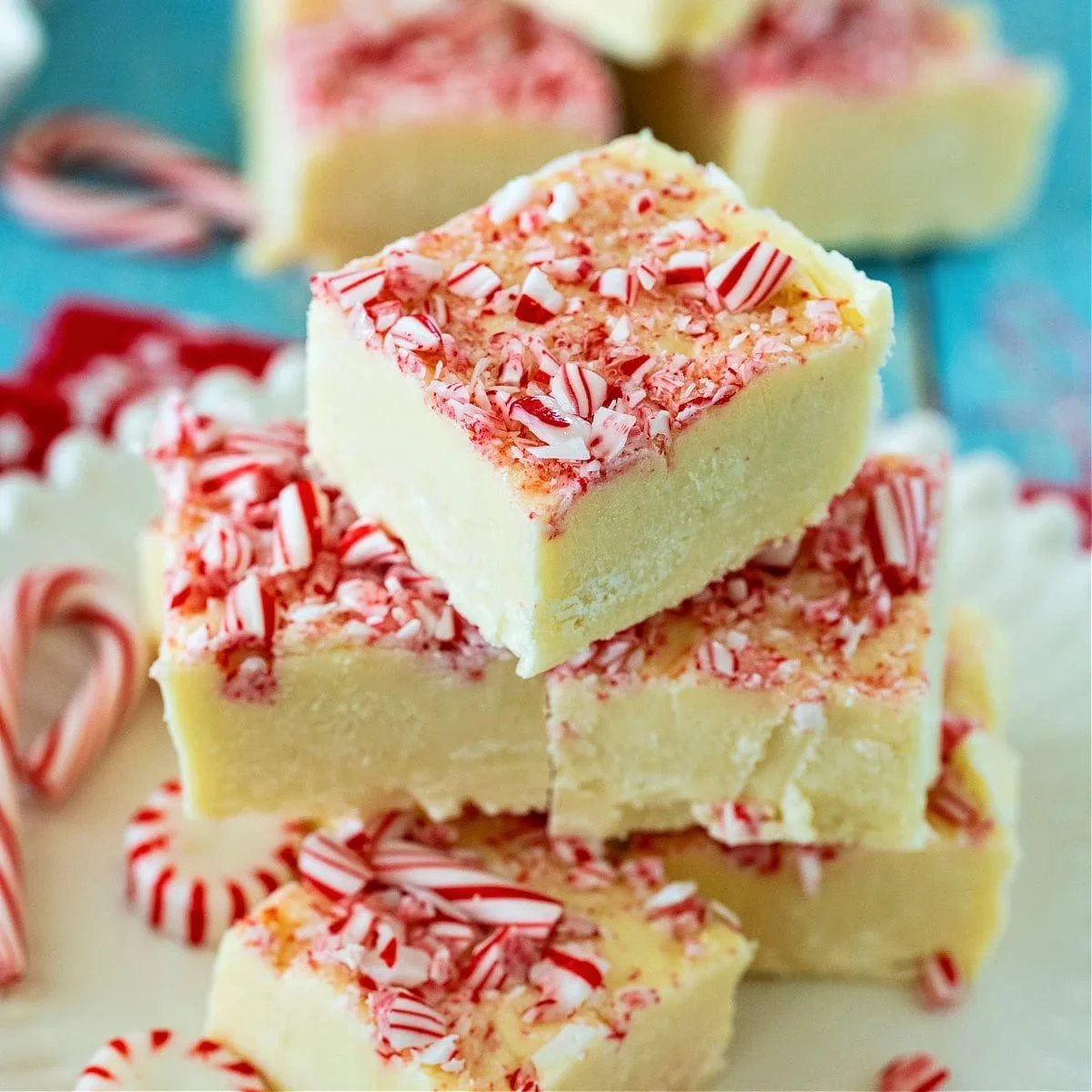 Peppermint White Chocolate Fudge Bars