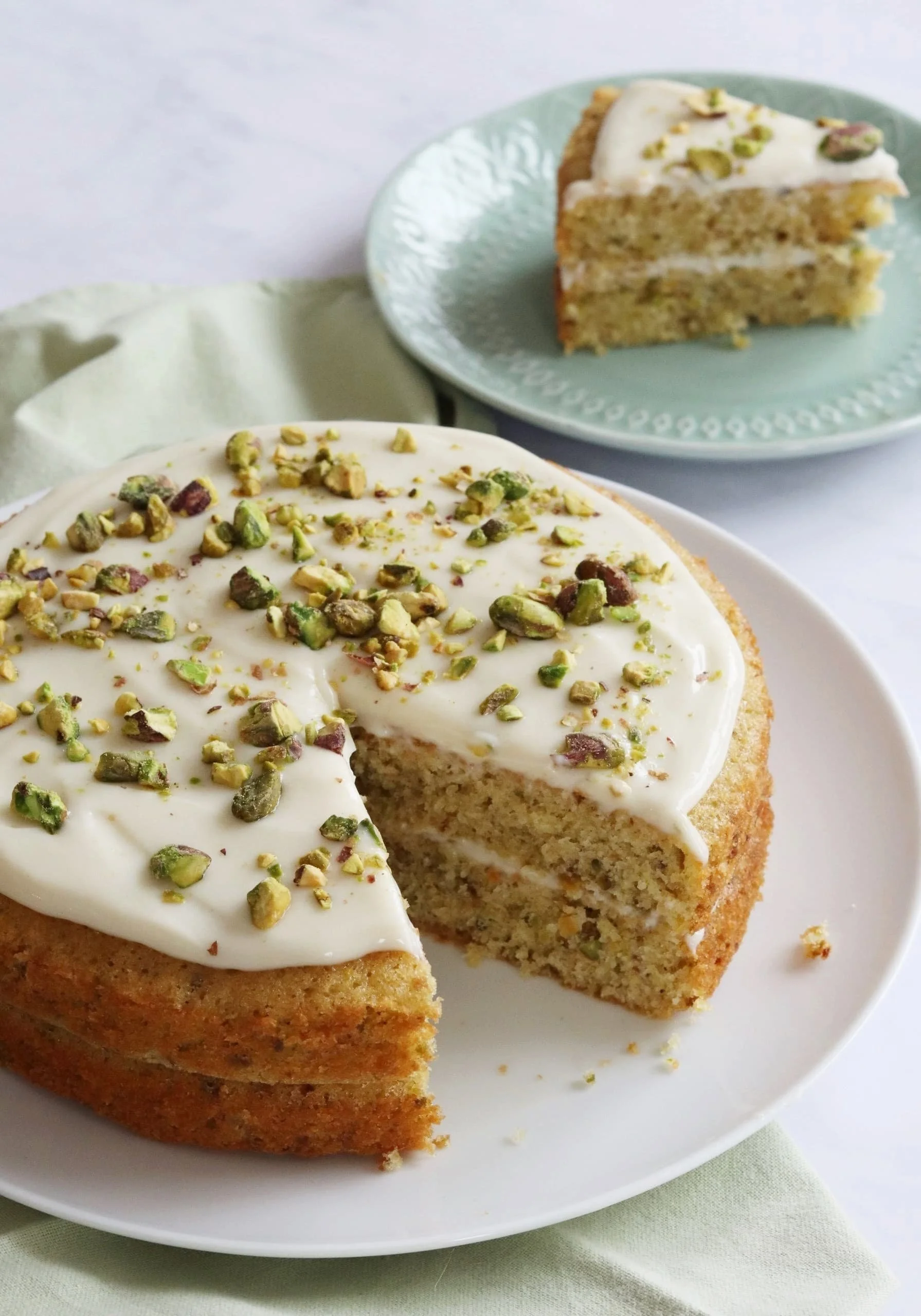 Pistachio Cake with Vanilla Icing