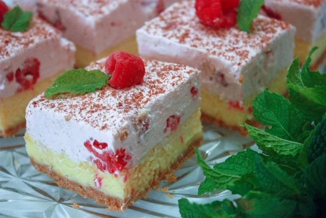 Polish Raspberry Cheesecake with Raspberry Mousse