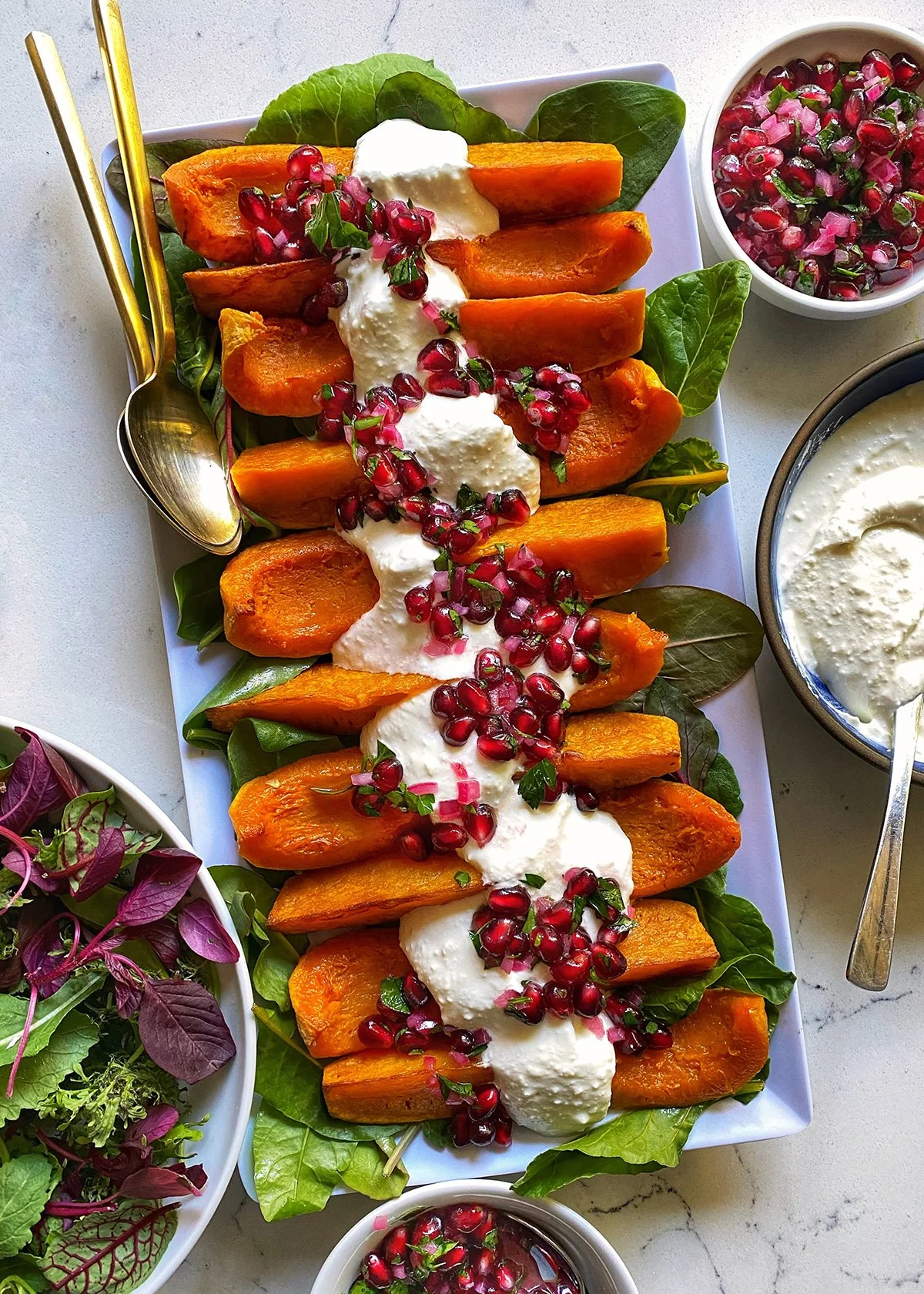 Roasted Butternut Squash with Pomegranate Salsa