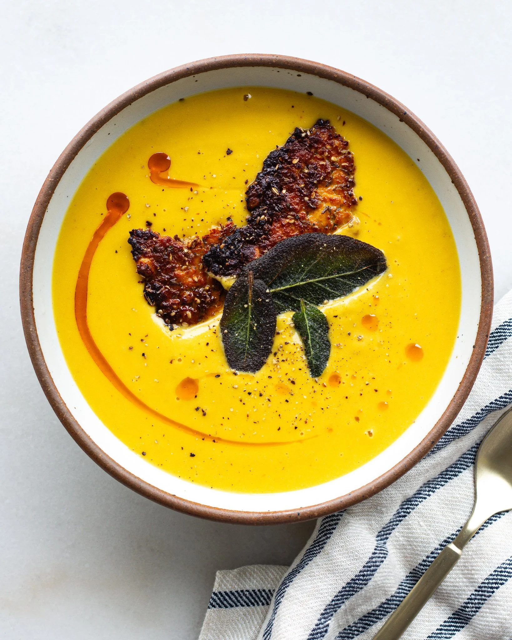 Roasted Feta With Butternut Squash Soup