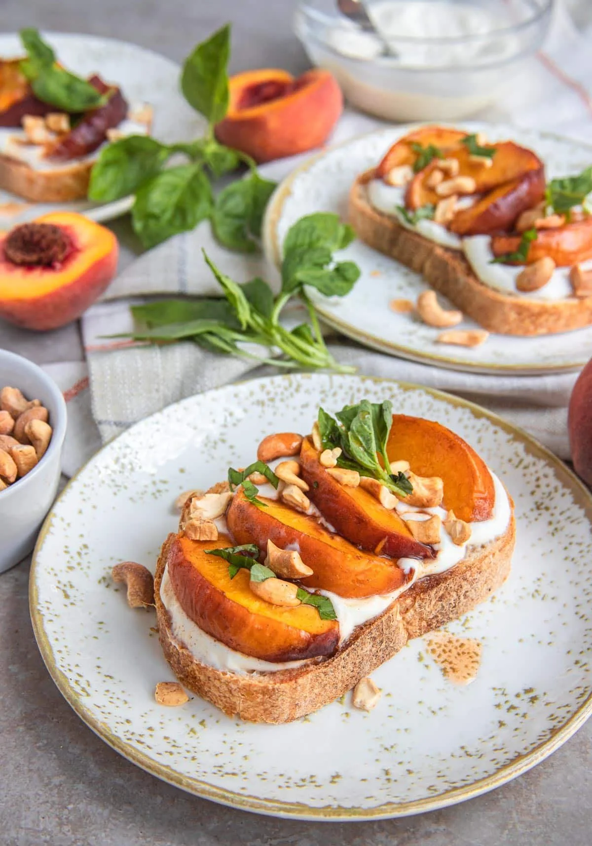 Roasted Peaches and Ricotta Tartine