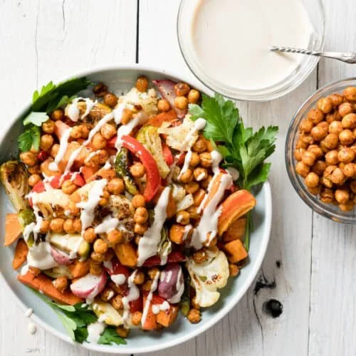 Roasted Vegetable and Spiced Chickpea Salad