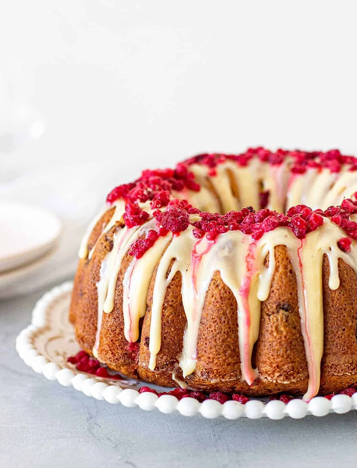 White Chocolate Raspberry Bundt Cake